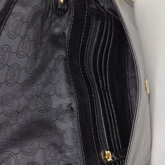 Michael Kors Naomi Black Leather Clutch with Detachable Gold Chain Strap - Picture 8 of 14